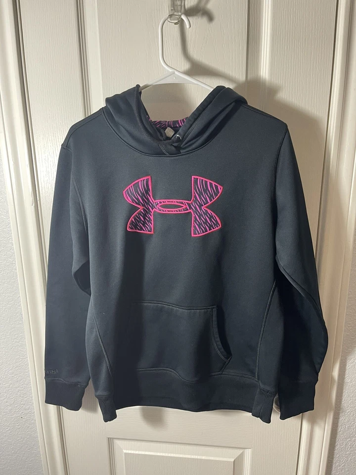 Under Armour Storm Womenu0026#039;s Black Pink Pullover Hoodie Fleece Lined  Style 1260127 | eBay