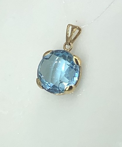 Ciondolo Topazio Azzurro Idrotermale In Oro Giallo 18kt - Foto 4 di 4