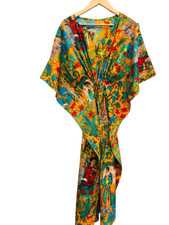 Indian Floral Printed 100% Cotton Long Hippie Maxi Women Nightwear Caftan Dress