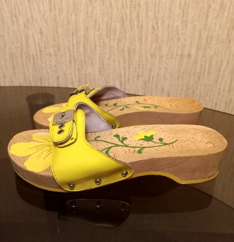 Scholl Pescura Heel Holz Sandalen Clogs (Größe EU 38)