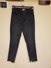 Good American Black Good Boy Split Raw Hem High Waist Boyfriend Jeans Size  6/28