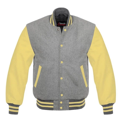 Letterman Style Vasity Jacket Men Wool Snap Closure Leather Sleeves image 7