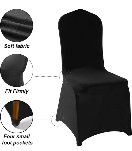15 PCS Black Spandex Dining Room Chair Covers for Any Ocassion Stretches - Picture 3 of 7