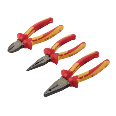Draper XP1000 VDE Zangen Set Angebundenes 3pc Lange Nase Diagonale & Kombination