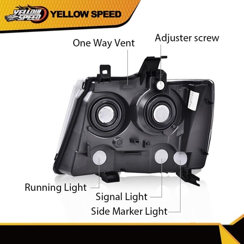 For 07-14 Chevy Tahoe Suburban Black Housing Clear Corner Headlight Head Lamps - Picture 4 of 10