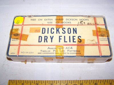 Vintage Dickson Dry Flies In Original Fly Box Tackle box