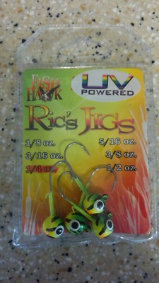 Package of 10 Fish Hawk Ric/'s Jigs Green Pumpkin Jigheads 1//4 oz