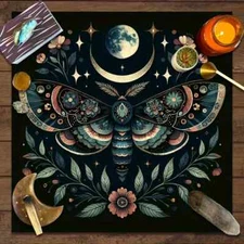 Altar Cloth-Moth Moon-2 sizes, (approx. 19.2" sq. & approx. 29.5" sq.)-polyester