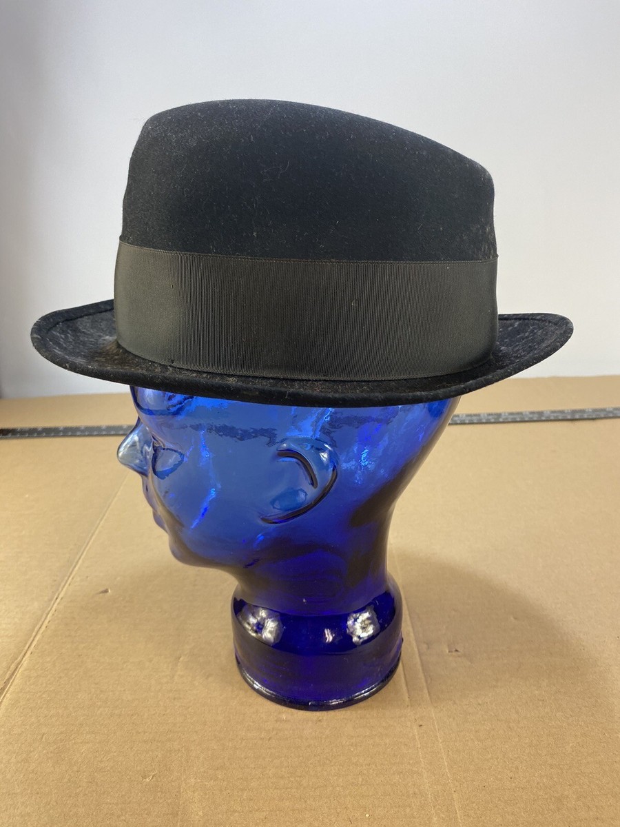 Vintage 40s MALLORY Hollywood Gangster Fedora Hat Cap Black Vintage 40s MALLORY Hollywood Gangster Fedora Hat Cap Black