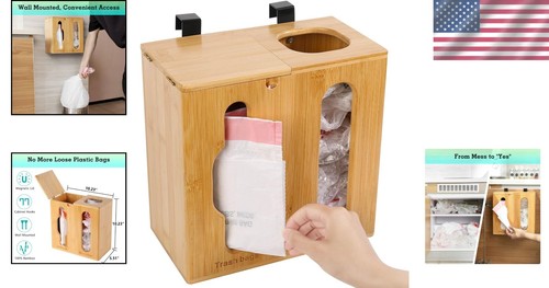 Magnetic Closure Wall-Mounted Grocery & Trash Bag Storage for Home Organization - Picture 2 of 10