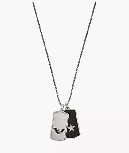Armani Statement Men’s Necklace Silver Double Reversible Pendant 55 cm RRP £125 - Picture 10 of 13