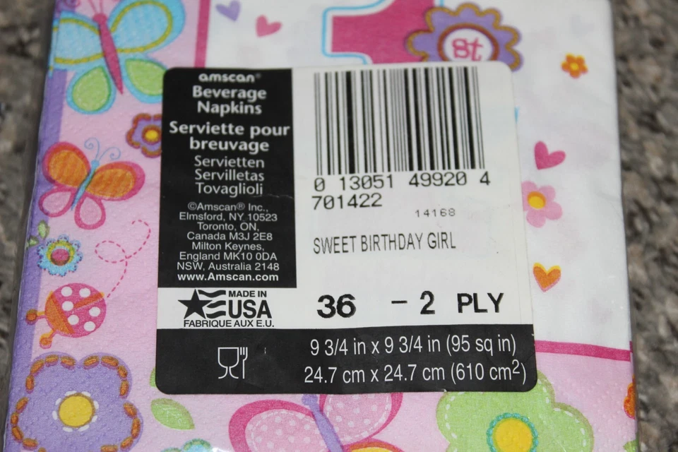 Servilletas de almuerzo Amscan 1er dulce cumpleaños niña talla única rosa Foto 4 de 4