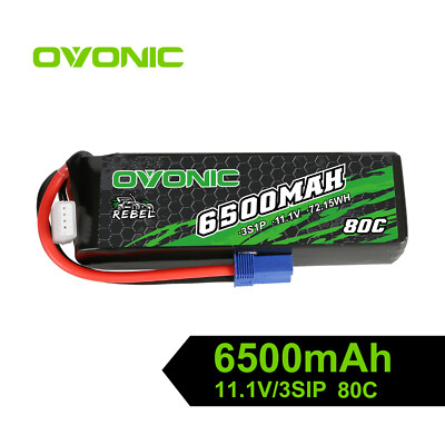 2X Ovonic 11.1 V  80C 6500mAh 3S LiPo Akku EC5 für RC Auto LKW 1/10 ARRMA Tyhpon
