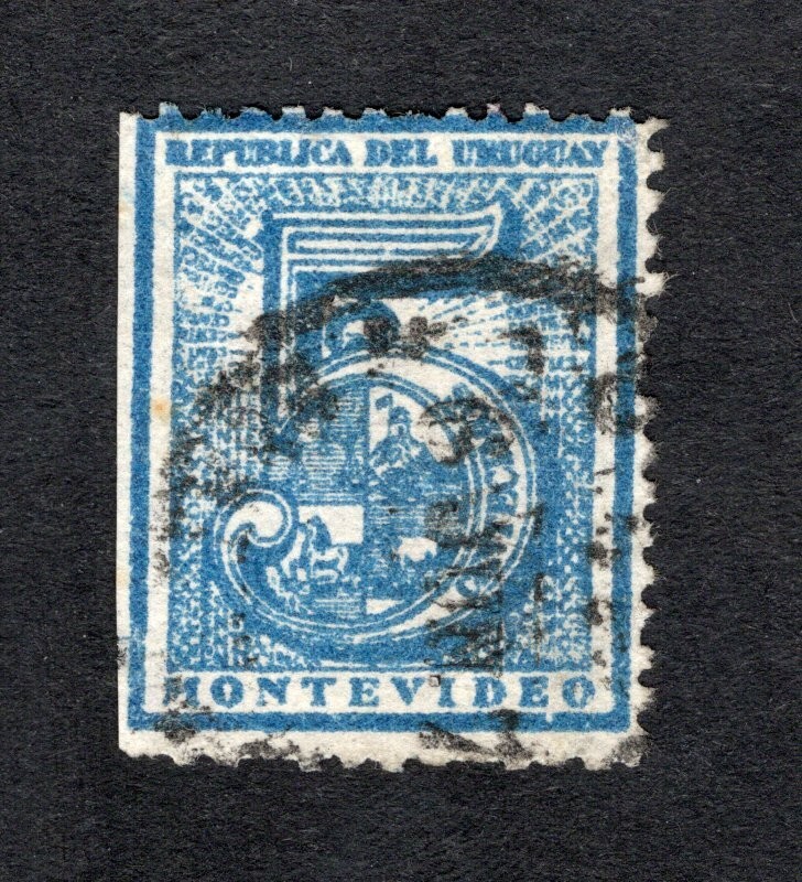 Uruguay 1866 stamp Mi#33A Diff Cancellation used #15