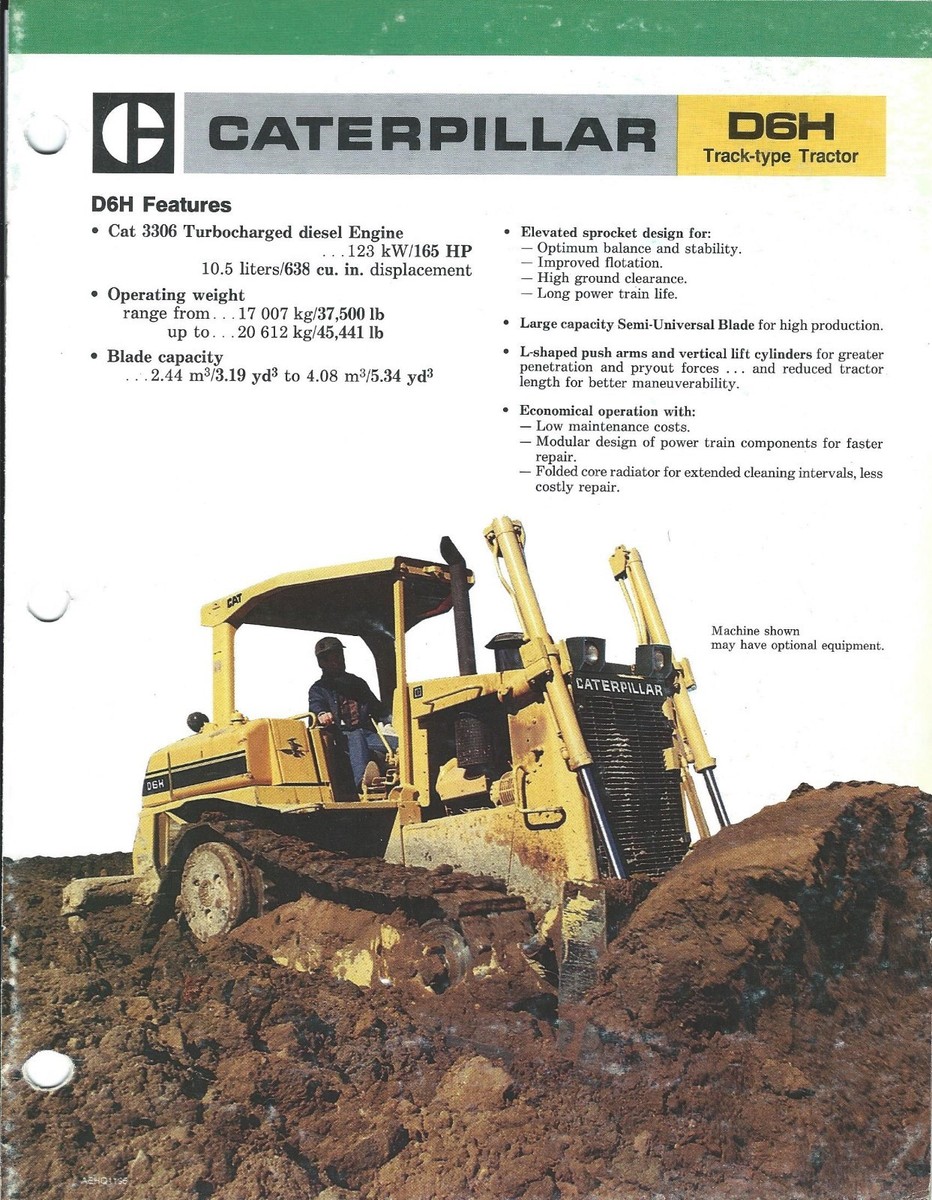 Equipment Brochure - Caterpillar - D6H - Track-type Tractor - 1986