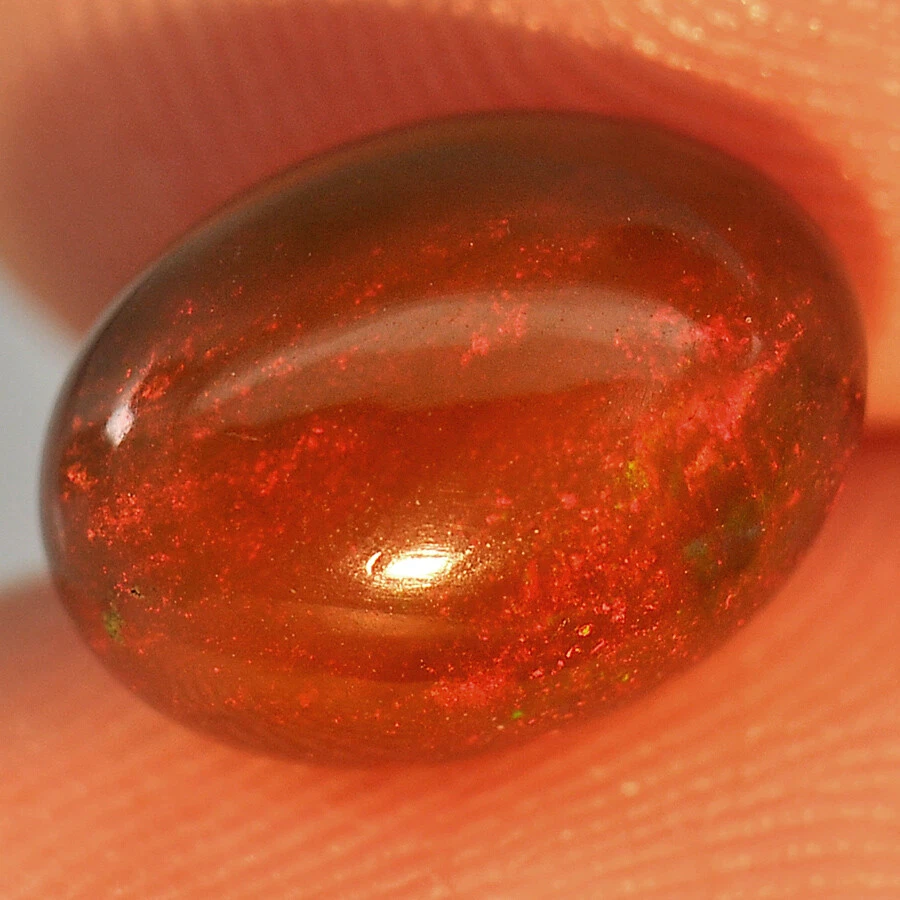 Juego de Colores Arco Iris Fuego Rojo Negro Ópalo 1.78 Ct Cabujón Ovalado Natural Etiopía Foto 2 de 4
