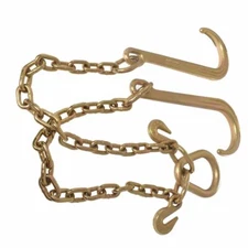 5/16" X 2' G70 Tow Chain J-Hooks V-Chain Flatbed Truck Rollback Wrecker Carrier
