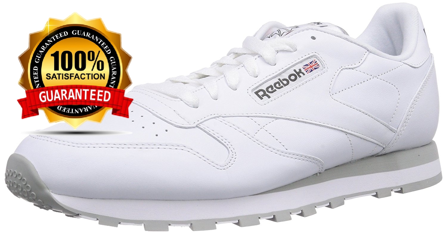 Reebok Classic Leather, Men Training Running Shoes, White (White/Grey), 11... Reebok Classic Leather, Men Training Running Shoes, White (White/Grey), 11...