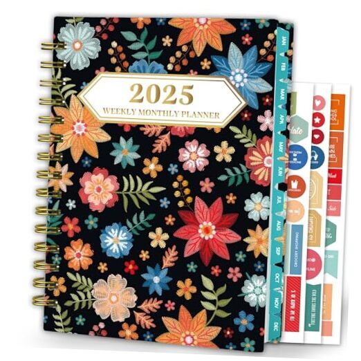 2025 Planner, 12-Month Daily Weekly Monthly Planner from Red Embroidery