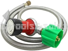 4ft Stainless Steel Adjustable High Pressure Propane Regulator Hose 30 PSI QCC-1
