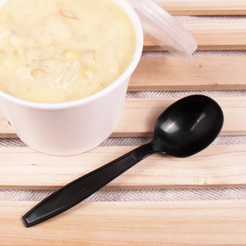Karat PP Plastic Extra Heavy Weight Soup Spoons - Black - 1,000 ct, U2032B