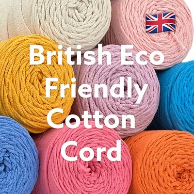 ECO PREMIUM BRITISH BRAIDED 2mm Macrame Cotton Cord/String/Rope Craft