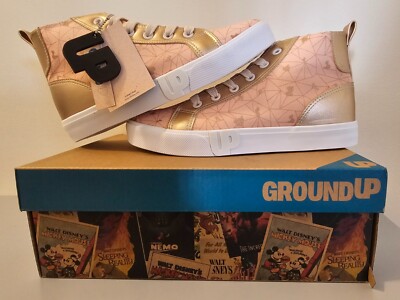 Disney Princess Ground Up Girl s High-Top Size 5 Sneakers Pink & Gold