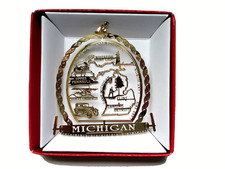 Michigan State Landmarks Ornament Brass Travel Souvenir