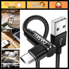 90 Degree USB to USB C Cable 10ft 2-Pack Right Angle Fast Charging 3A Extra