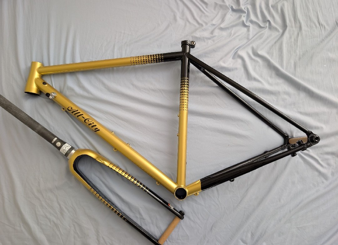 All-City Zig Zag 46cm Gold/Black Steel Road Bike Frame & Fork Set 700C