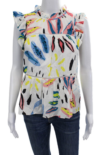 Marie Oliver Women Silk Sleeveless High Neck Graphic Blouse Black Size S