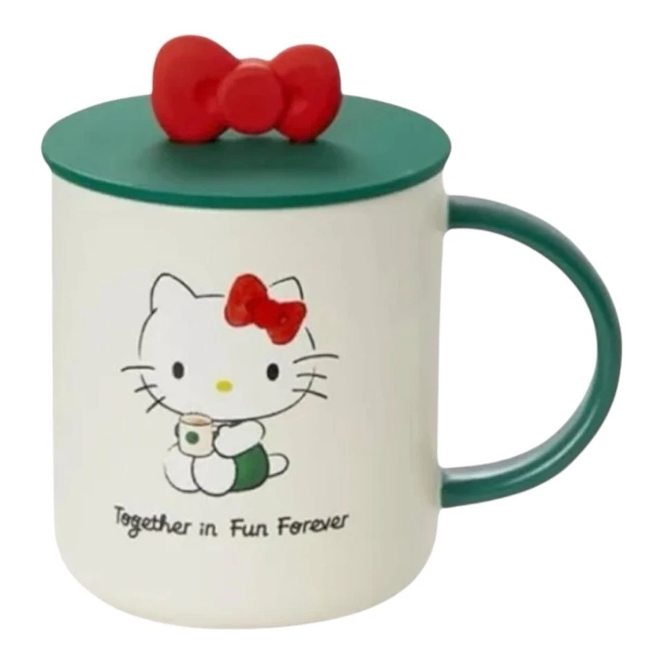 Taza de cerámica Hello Kitty x Starbucks con tapa de arco 3D - Edición limitada - Nueva en caja Foto 4 de 4