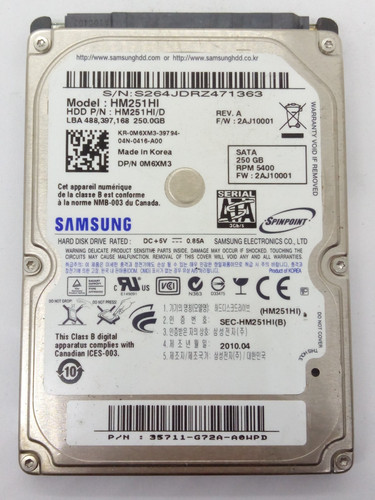 SAMSUNG ***HM251HI*** 250 GB *** SATA HDD Notebook 2,5 Zoll #NFP1720