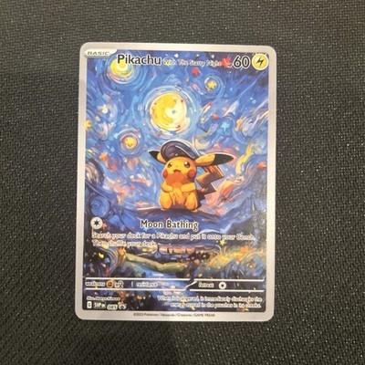  Pokemon Pikachu Starry Night Van Gogh ACG Art Black Star Promo Card FAN Art