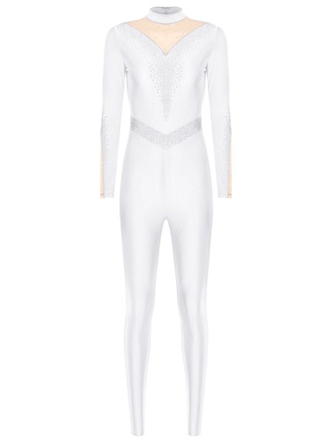 Women Costume Zipper Leotard Mock Neck Bodysuit Sports Jumpsuit Gymnastics Club - Picture 40 of 86