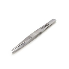 Steelman 6 in. Slide Locking Straight Rounded Tip Tweezers 05604