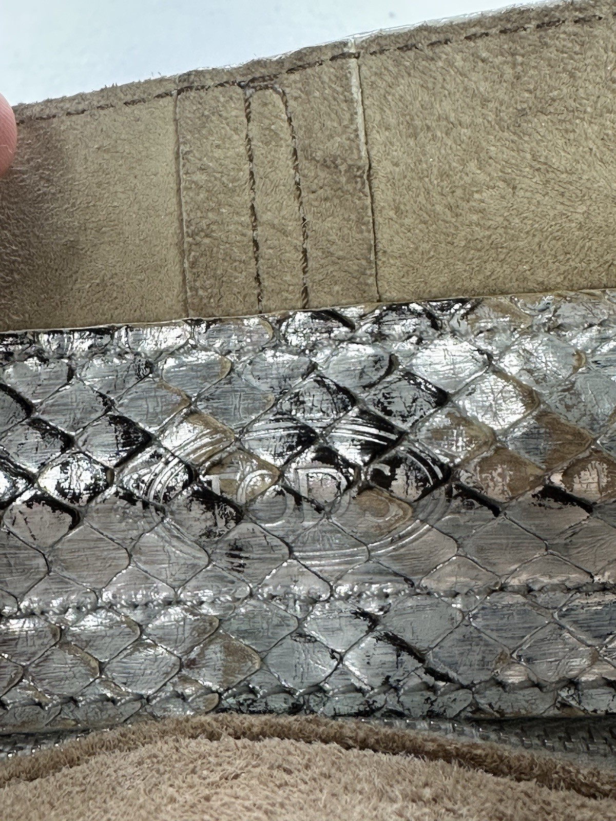 Tod’s Silver Color Metallic Python Leather Handba… - image 4