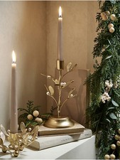 Gold Mistletoe Taper Candle Holder
