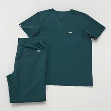 FIGS Collection Mens Pacific Blue Aqua Medical Straight Leg Scrub Set M