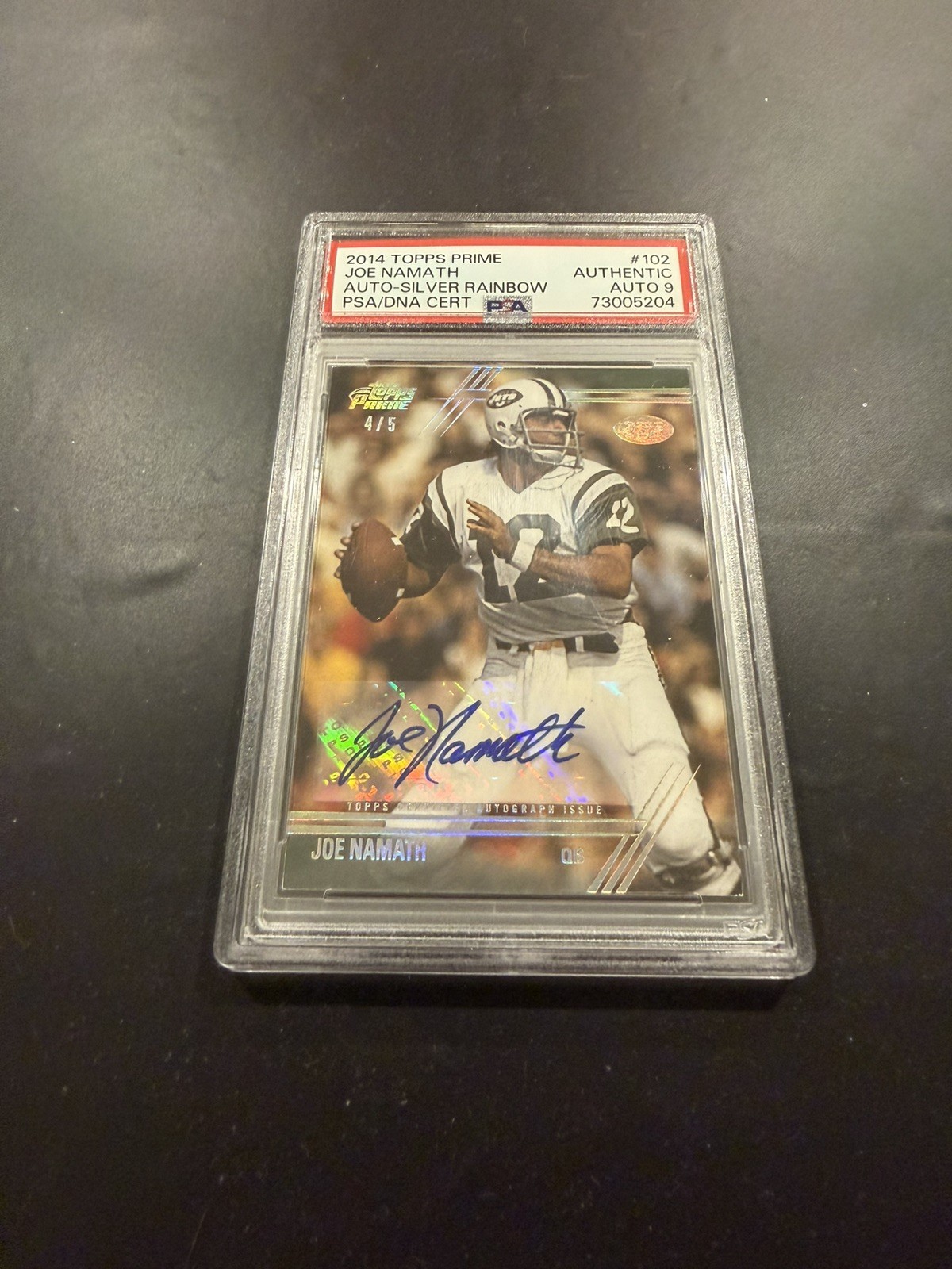 2014 Topps Prime Joe Namath Auto Silver Rainbow /5  #102 PSA AUTH PSA/DNA AUTO 9