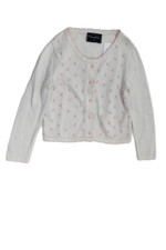Oscar de la Renta Childrens Girls Button Down Cardigan Sweater White Pink Size 4