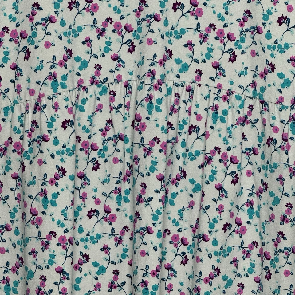 D&Co Denim & Co 1X Camisa Top Blanco Floral Flor Manga Corta Cuello en V Tejido Peplum Foto 2 de 4