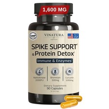 Spike Protein Detox Supplement - Curcumin, Bromelain Nattokinase - 90 Capsules