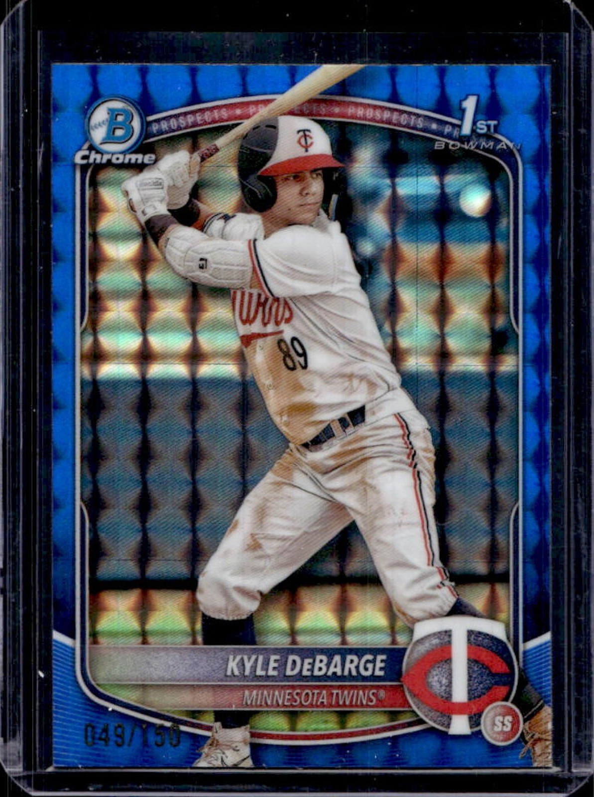 2025 Bowman Kyle DeBarge Chrome Blue Geometric Refractor 1st Prospect #49/150