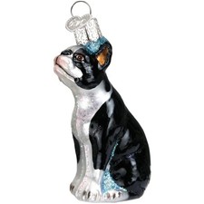 Old World Christmas Glass Blown Ornament for Christmas Tree, Boston Terrier