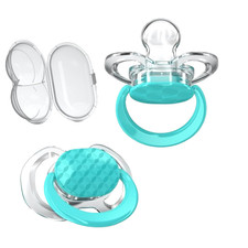 Smilo Baby Pacifier - 2 Pack of Slimline Pacifiers for Babies with Sterilizat