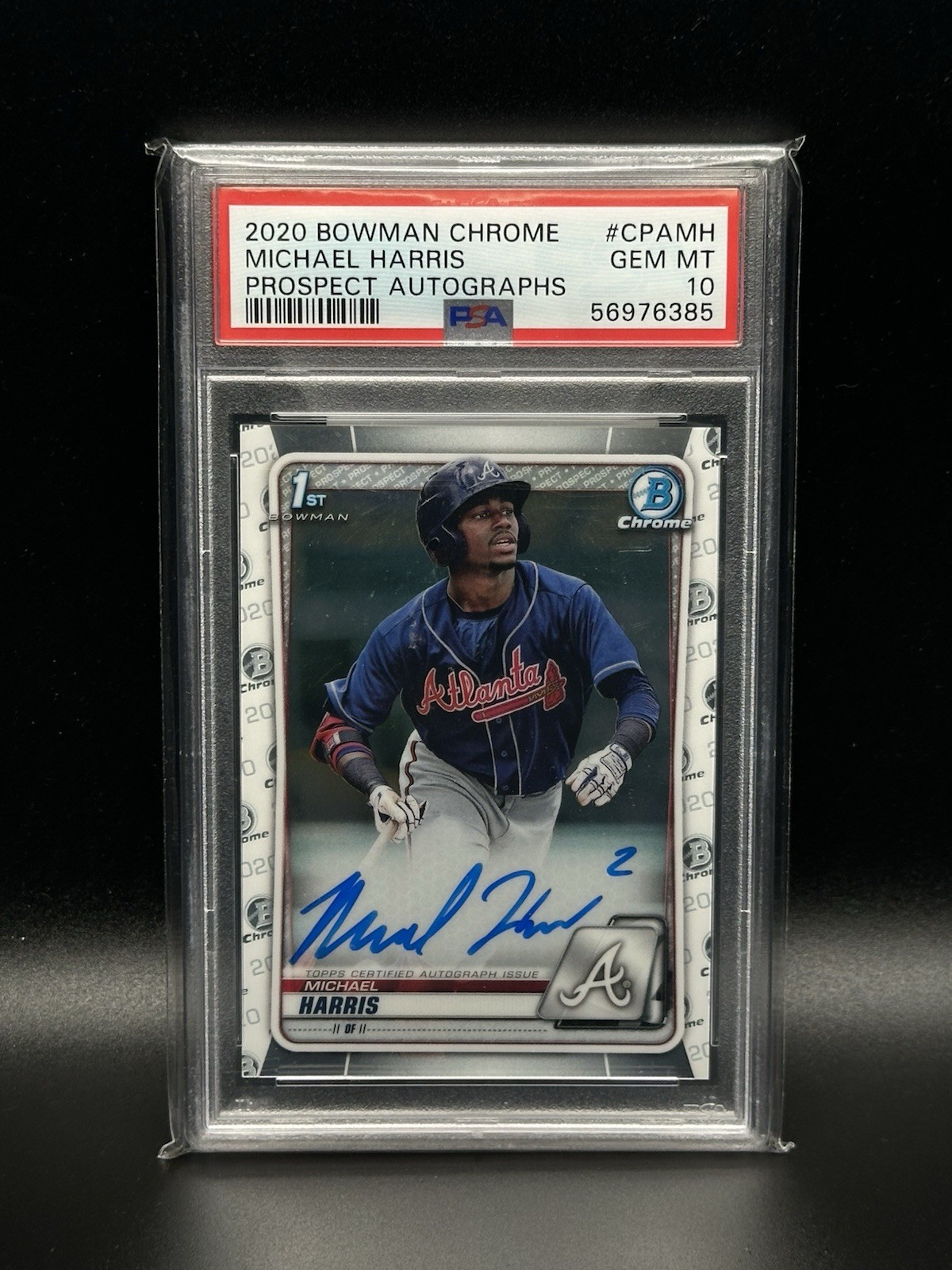 2020 Bowman Chrome Michael Harris Prospect 1st Auto PSA 10 Gem Mint #CPAMH Brave