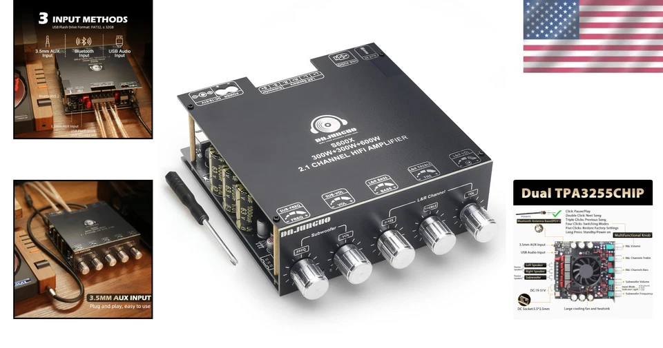 Dual Chip Stereo Amplifier Board, Bluetooth 5.2, 600W Output - Image 2 of 4