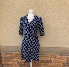 GUC Merona Navy Blue & White Geometric Wrap Dress SZ XS FREE SHIPPING