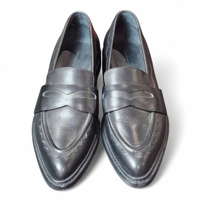 Christopher Kane Womens 8.5 EU 39.5 Black Leather Loafers Slip On Italy